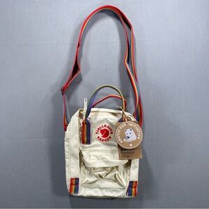 NWT Fjallraven Kanken Rainbow Sling; Light Oak & Rainbow Pattern